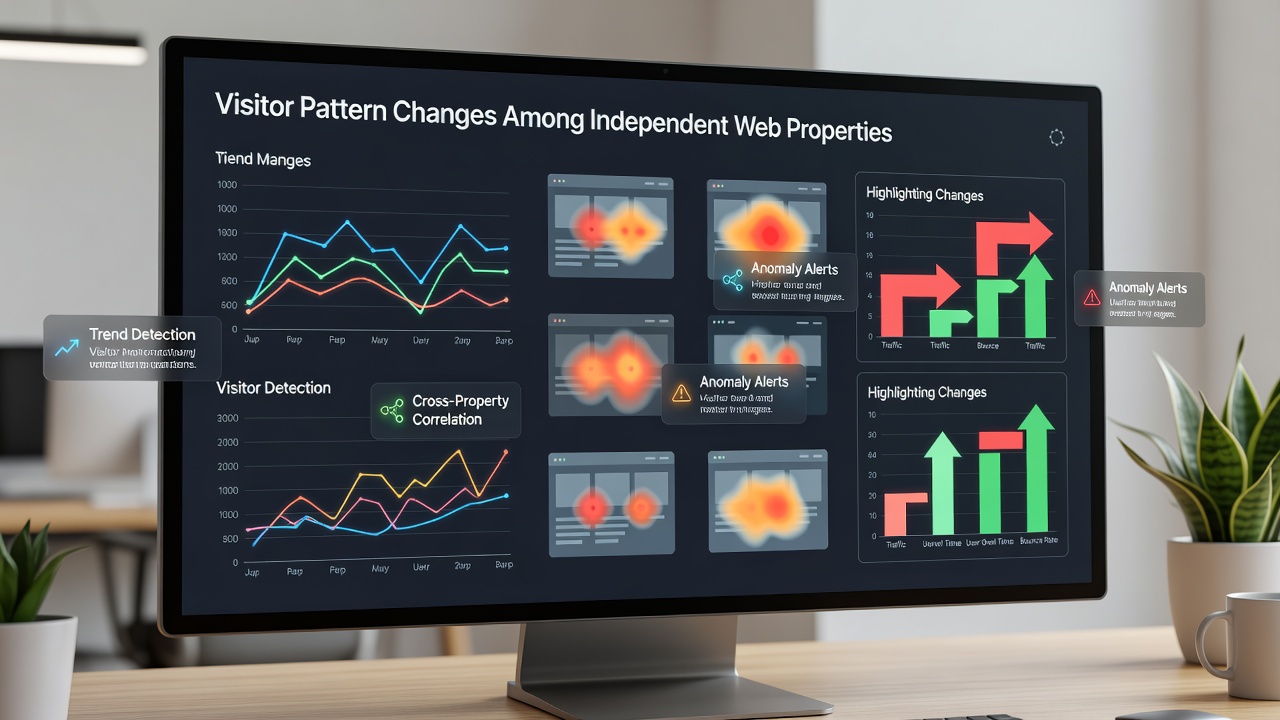 Analytics visualization comparing visitor trends across multiple independent sites